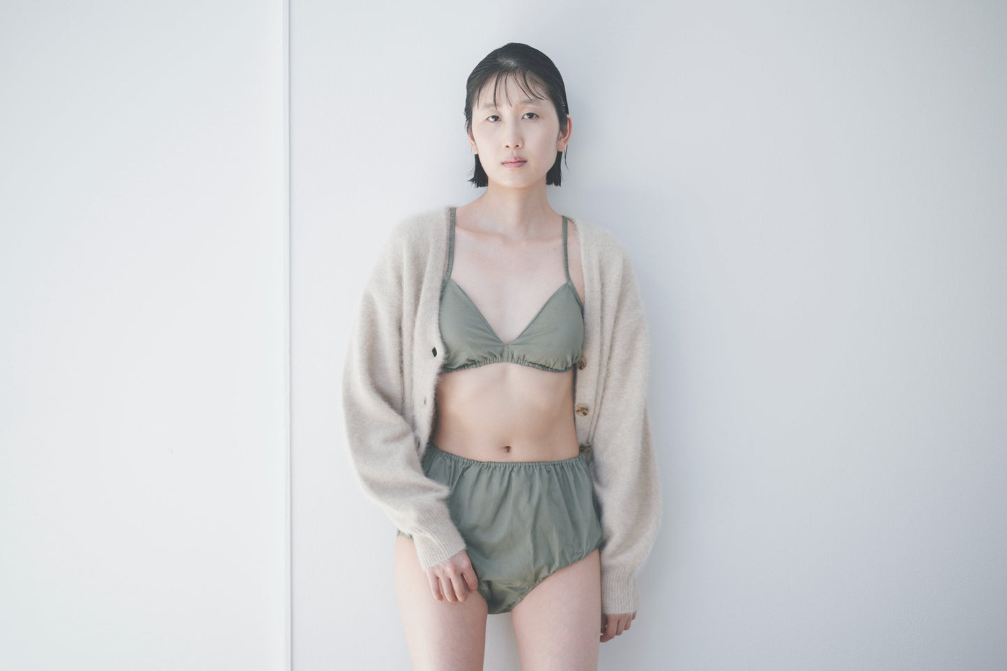 NO.24 GREY GREEN HIGH WAIST PANTS