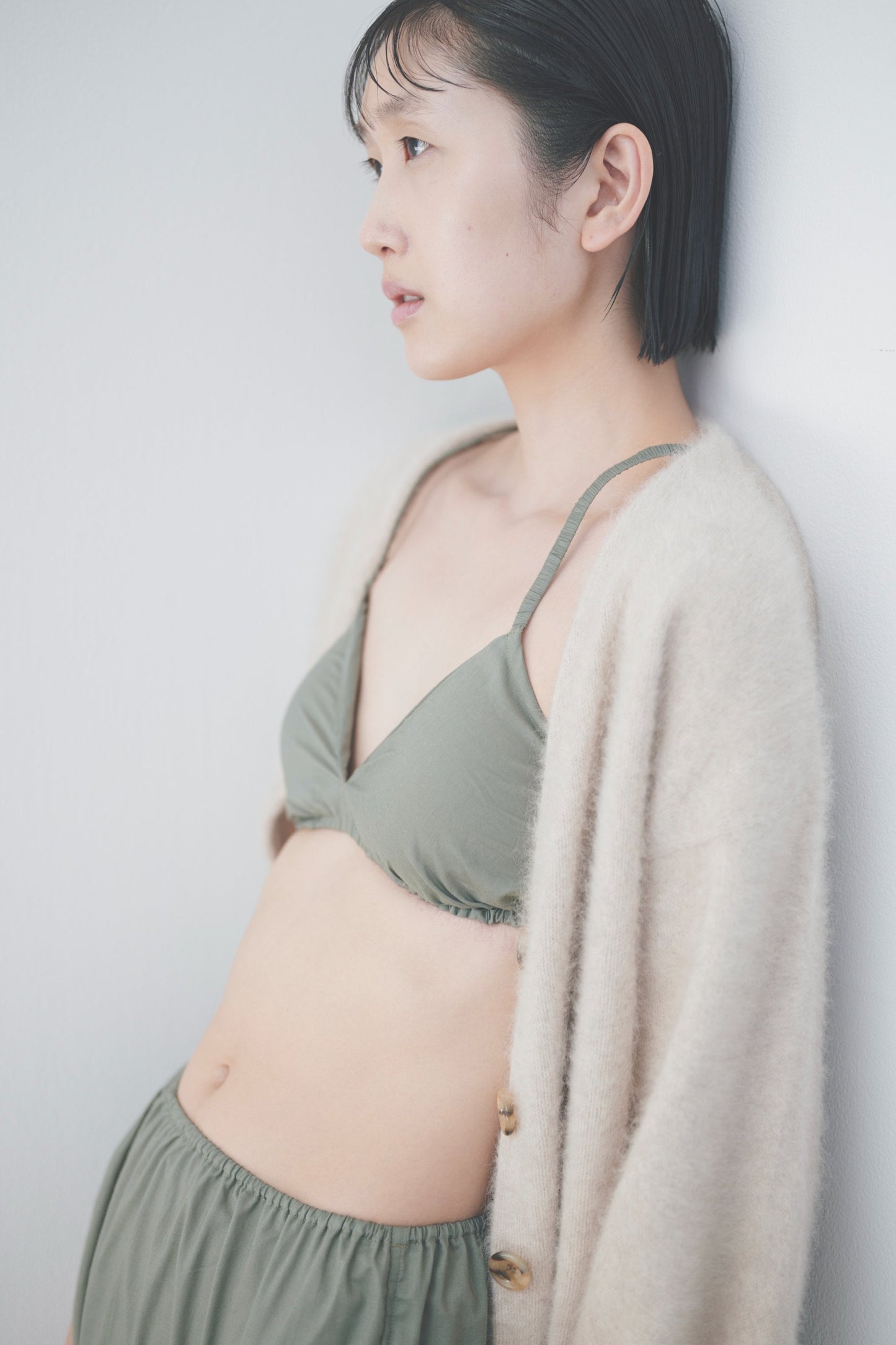 NO.24 GREY GREEN HIGH WAIST PANTS